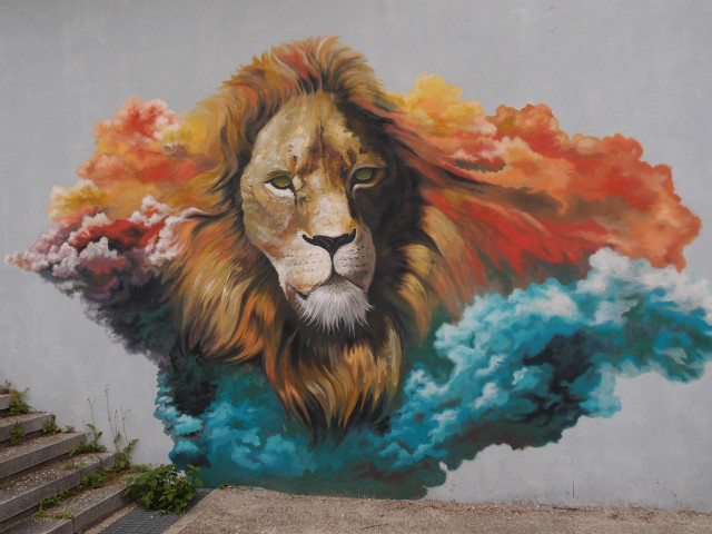 제3AF관(사자,치타,얼룩무늬 하이에나 등 보유) 벽화모습
