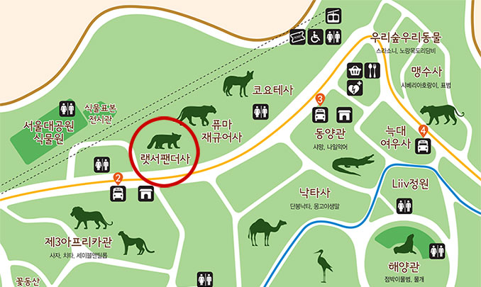 신규 렛서팬더사 위치안내도_동양관 아래쪽에 위치해있습니다.