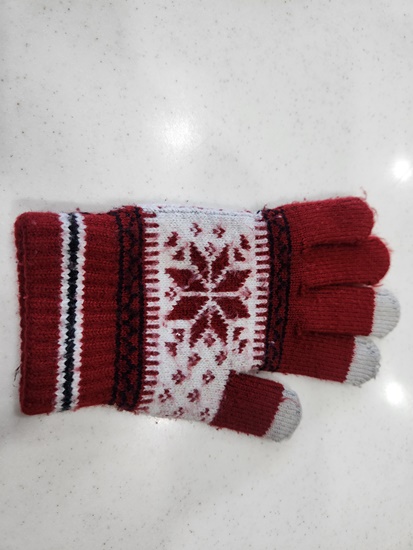 [기타]빨강 눈꽃무늬 장갑