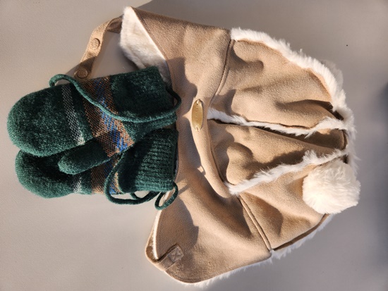 [모자]유아 털모자 녹색 벙어리 장갑